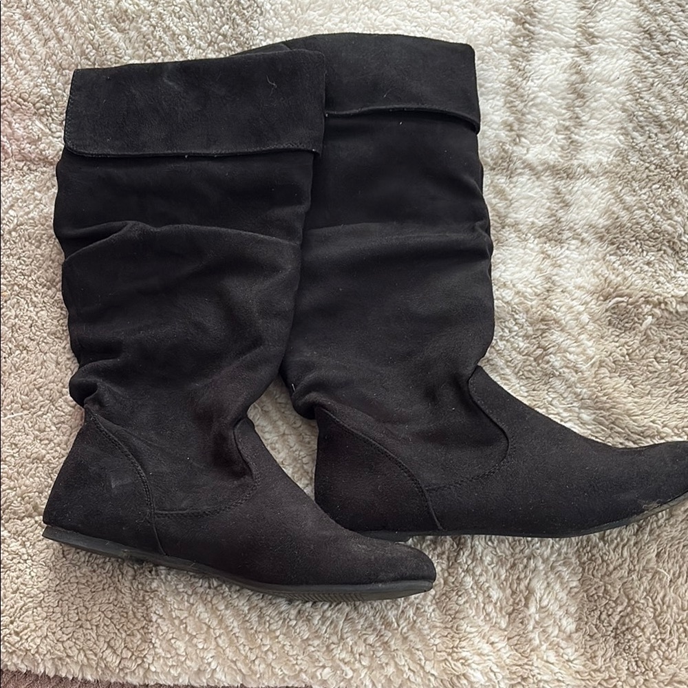 Women's Candie’s Black Suede Boots  Used Normal Wear